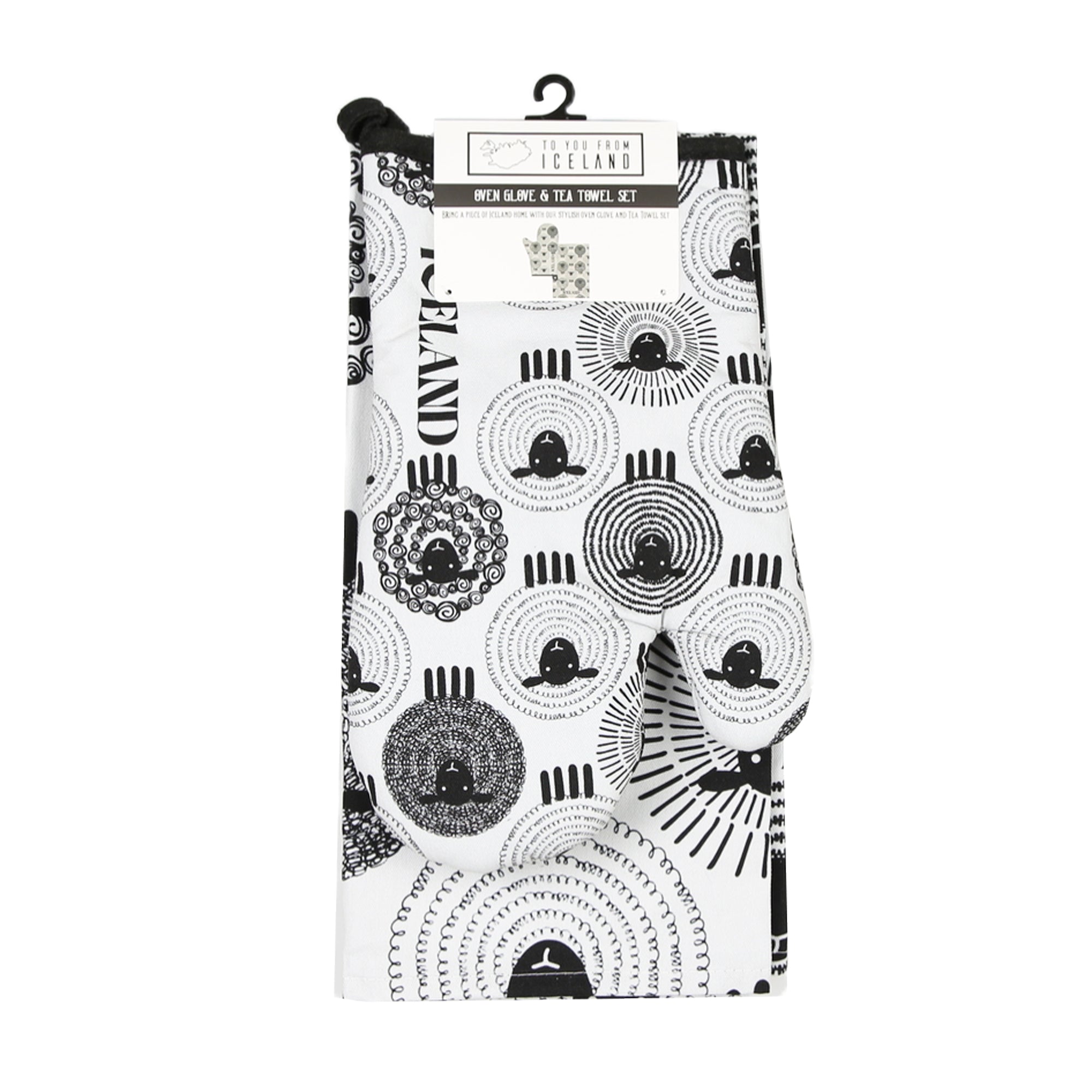 Sheep Tea towel/oven glove set