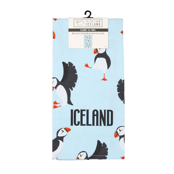 Puffin Blue Tea Towel