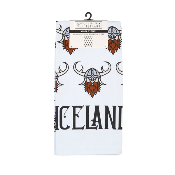 Viking White Tea Towel